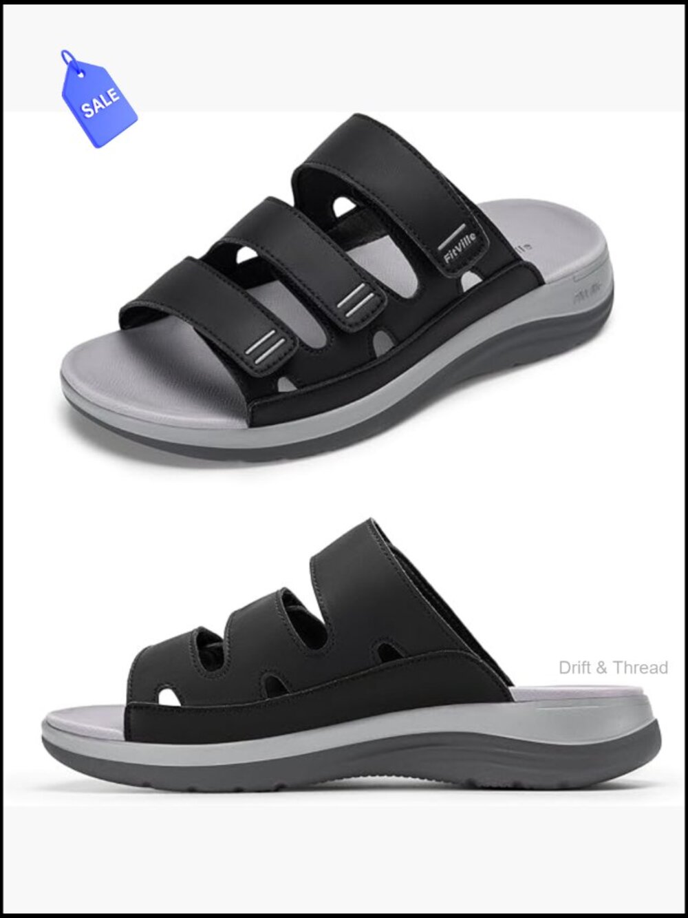Wide Slides Sandals with Arch Support, Lightweight & Flexible for Walking Travel